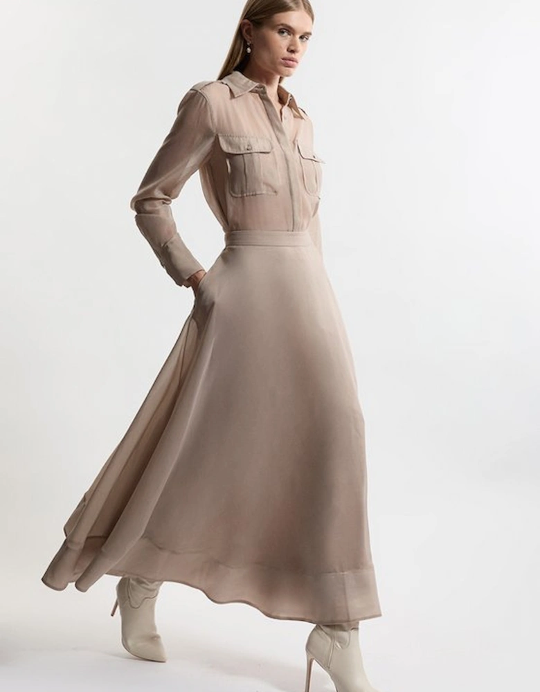 Lydia Millen Petite Organdie Woven Maxi Prom Skirt