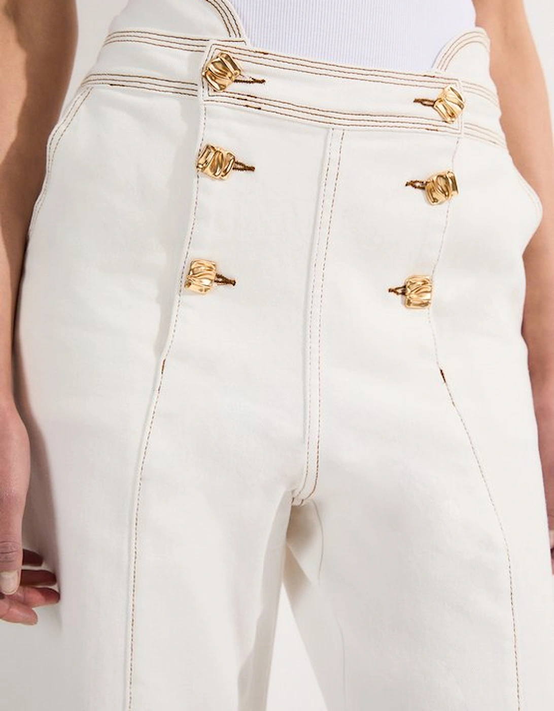 Denim Button Front Culottes Trousers