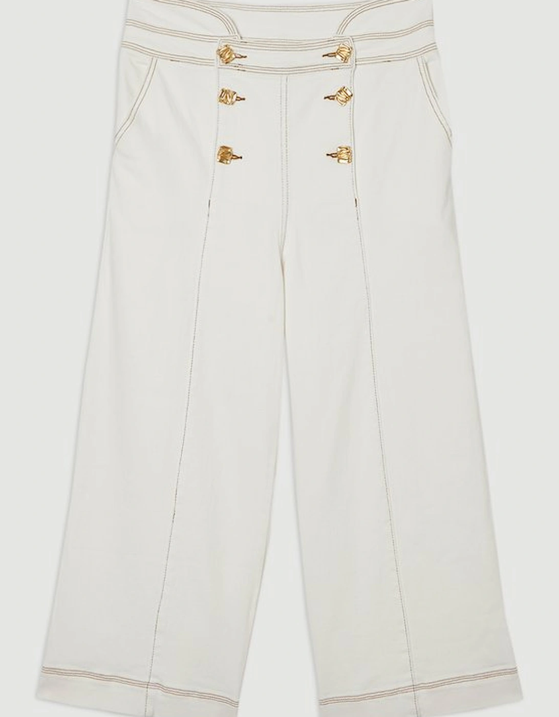 Denim Button Front Culottes Trousers