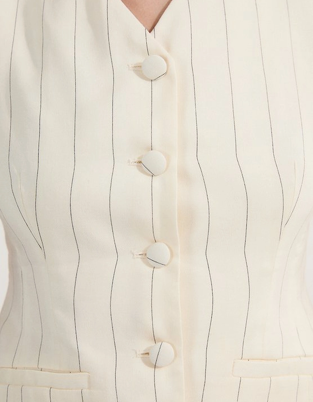 Petite Premium Linen Viscose Pinstripe Tailored Waistcoat