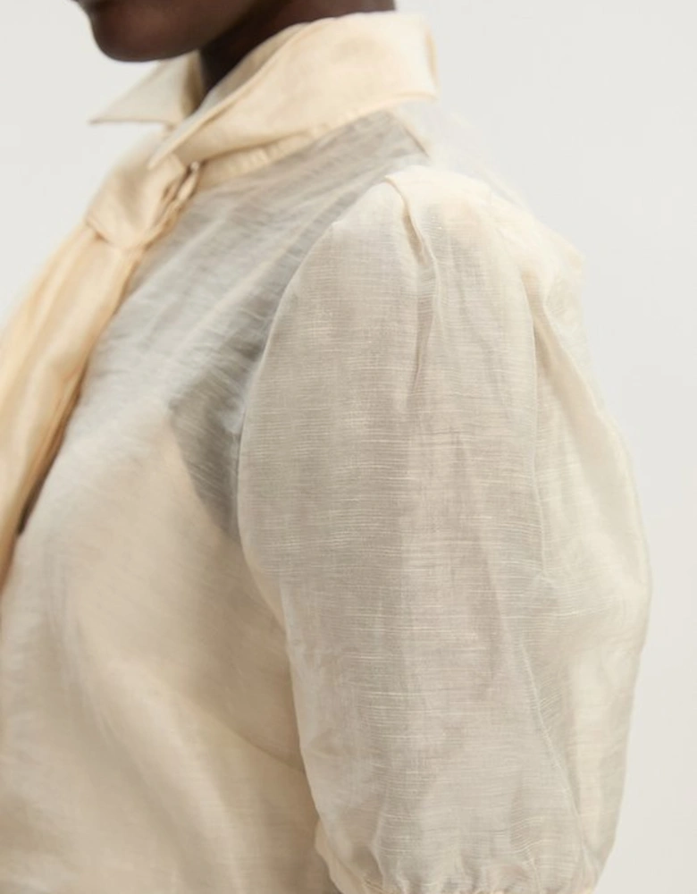 Organdie Tie Neck Woven Shirt