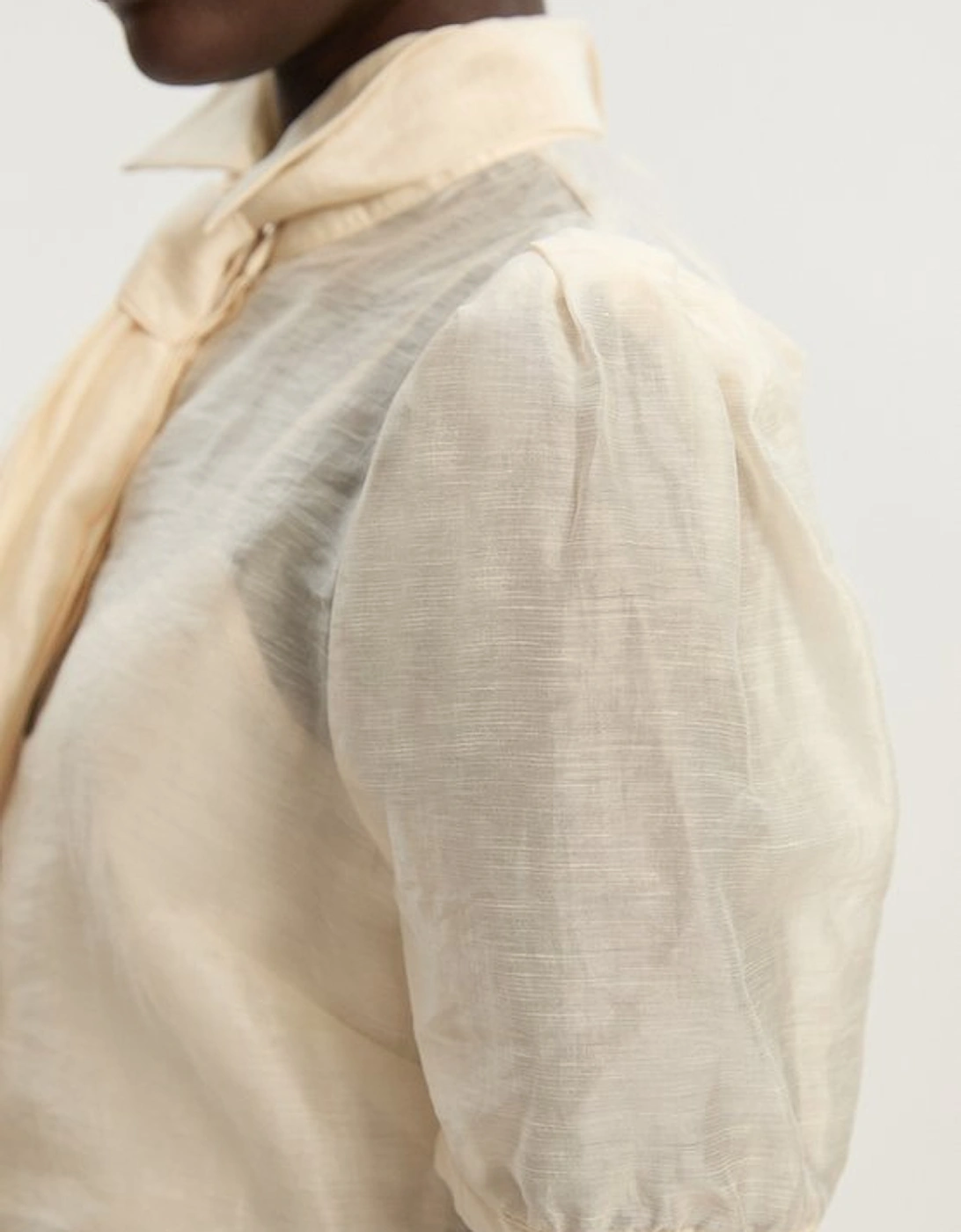 Organdie Tie Neck Woven Shirt