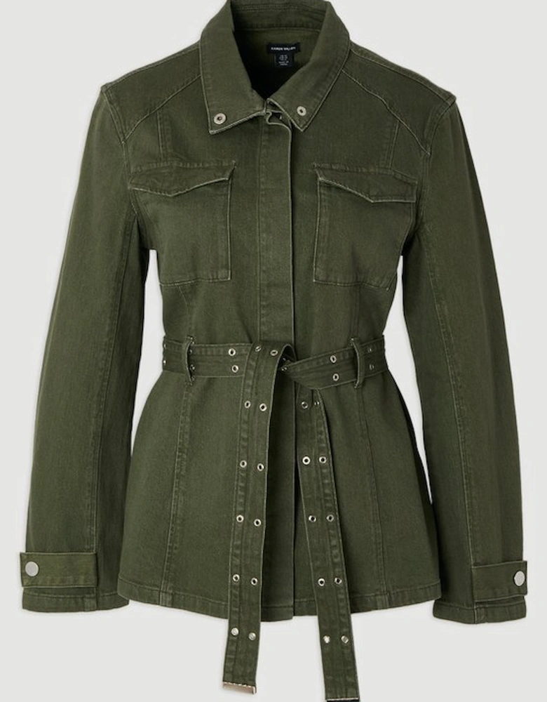 Denim Utility Belted Jacket