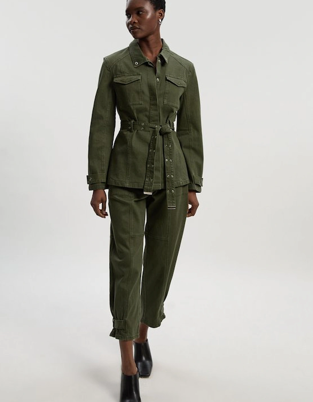 Denim Utility Belted Jacket