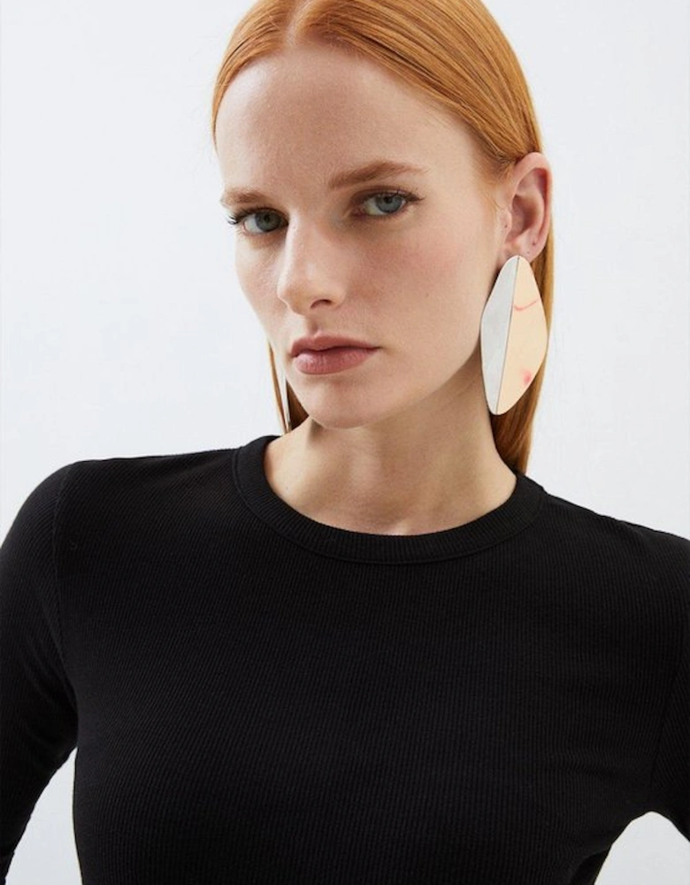 Compact Jersey Long Sleeve Ribbed Top