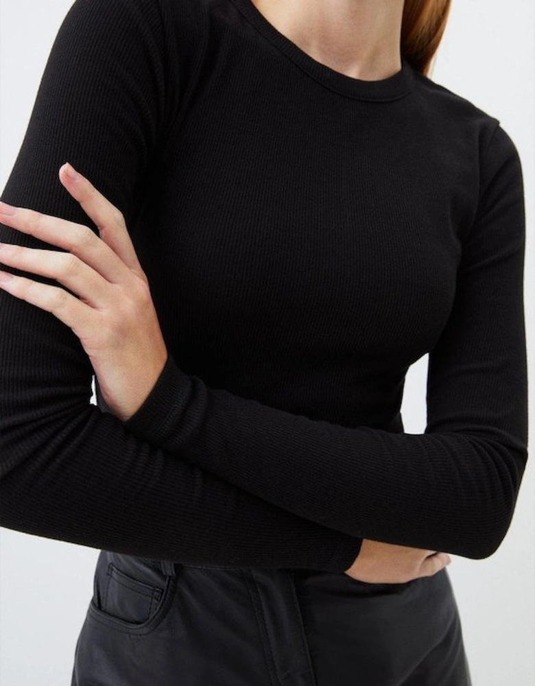 Compact Jersey Long Sleeve Ribbed Top