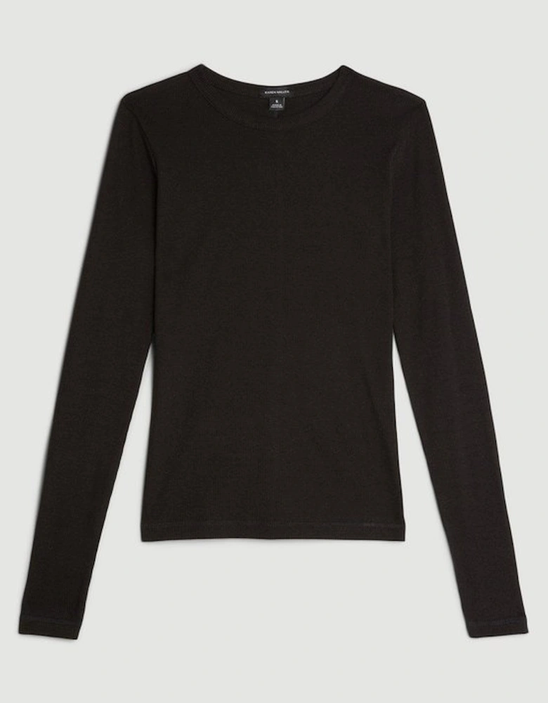 Compact Jersey Long Sleeve Ribbed Top