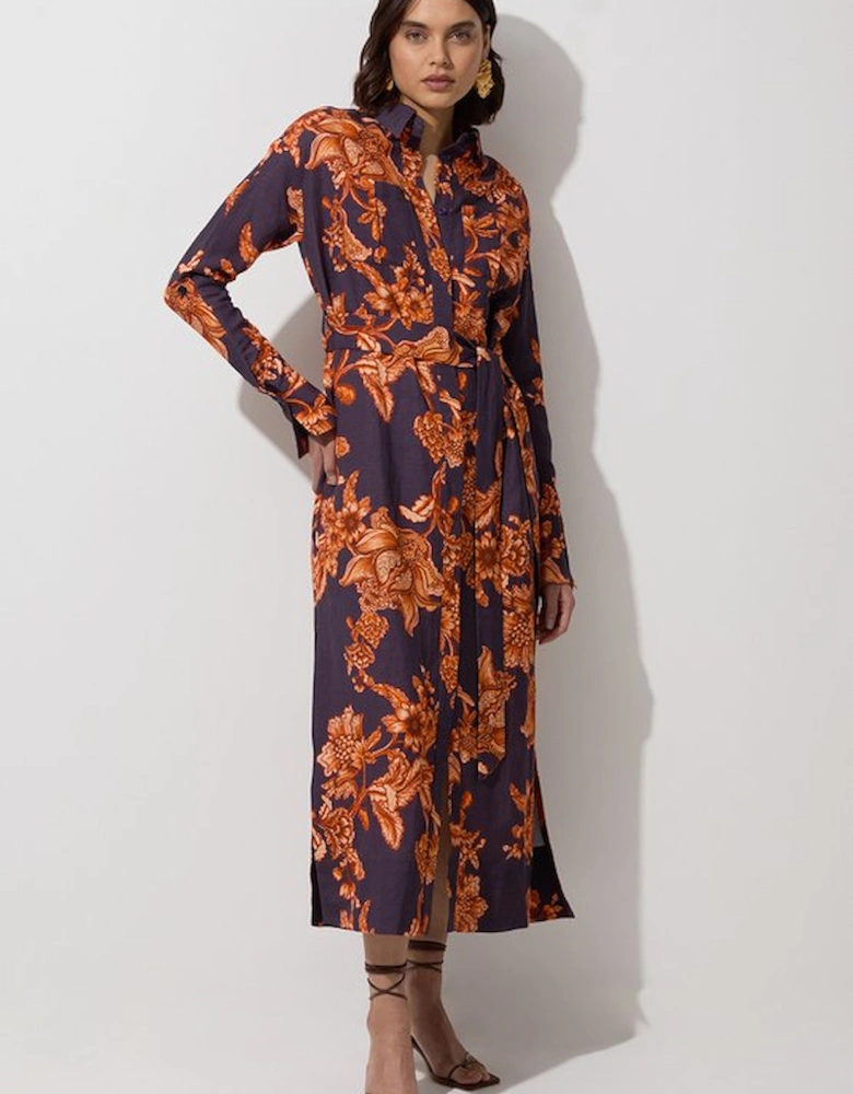 Viscose Linen Woven Shirt Dress