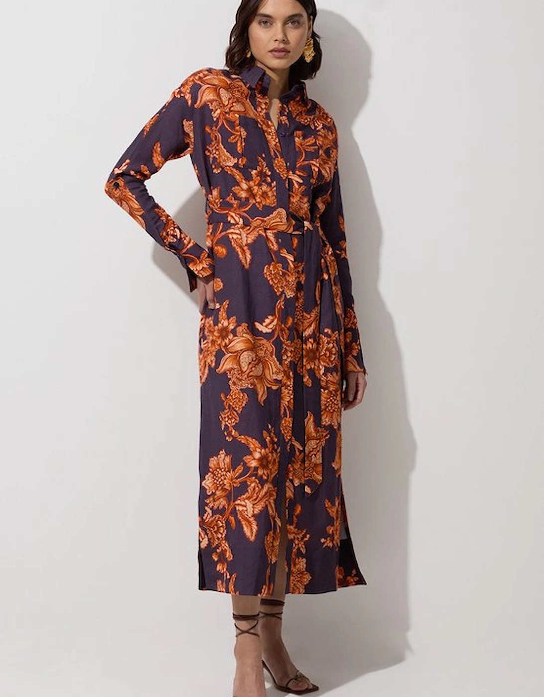 Viscose Linen Woven Shirt Dress, 5 of 4