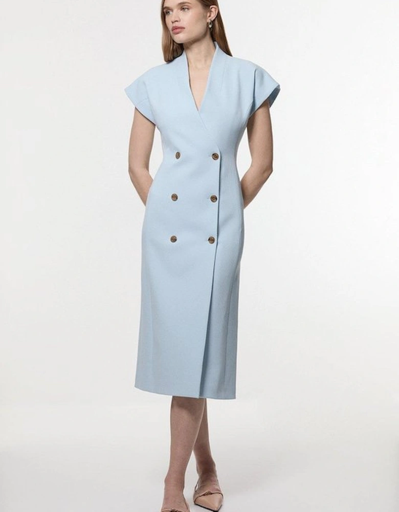 Tailored Textured Double Breasted Midi Dress