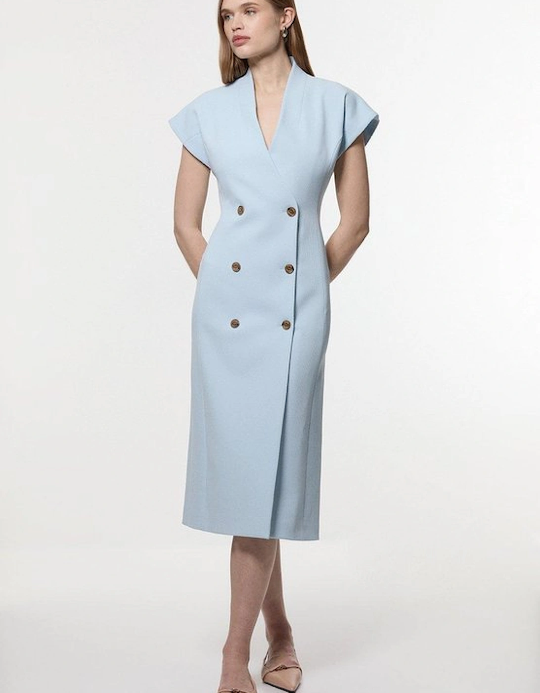 Tailored Textured Double Breasted Midi Dress, 5 of 4