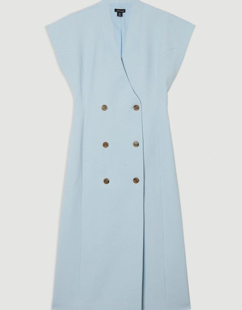 Tailored Textured Double Breasted Midi Dress