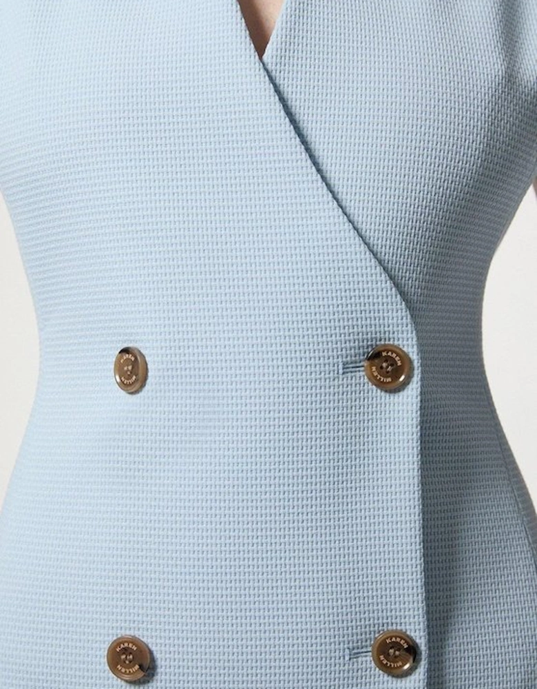 Tailored Textured Double Breasted Midi Dress