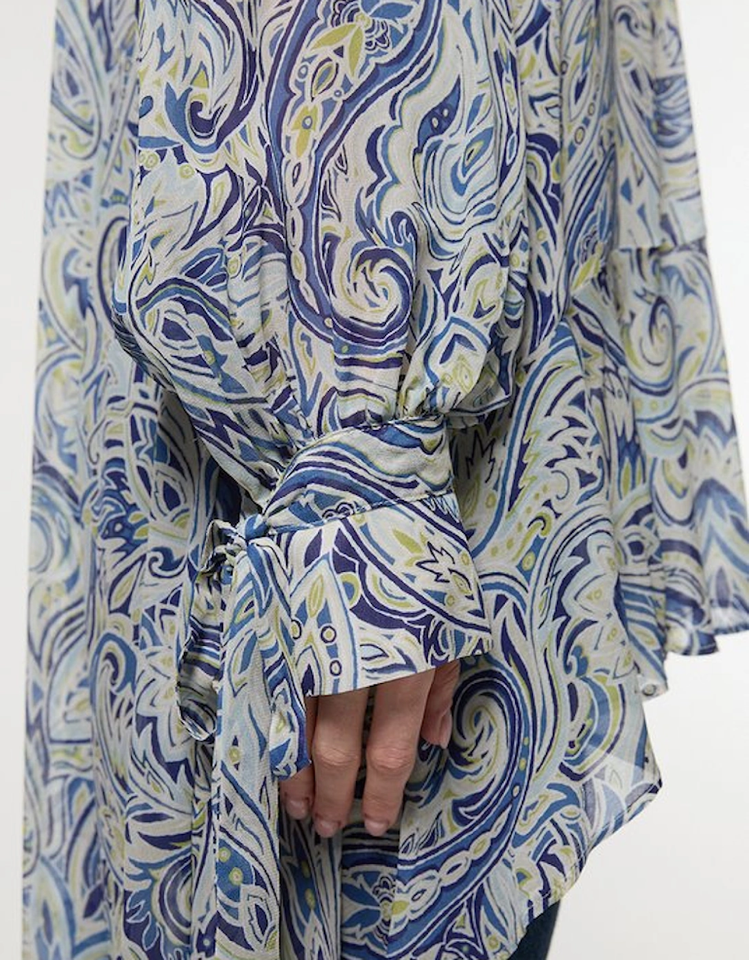Viscose Crinkle Paisley Frill Detail Tunic