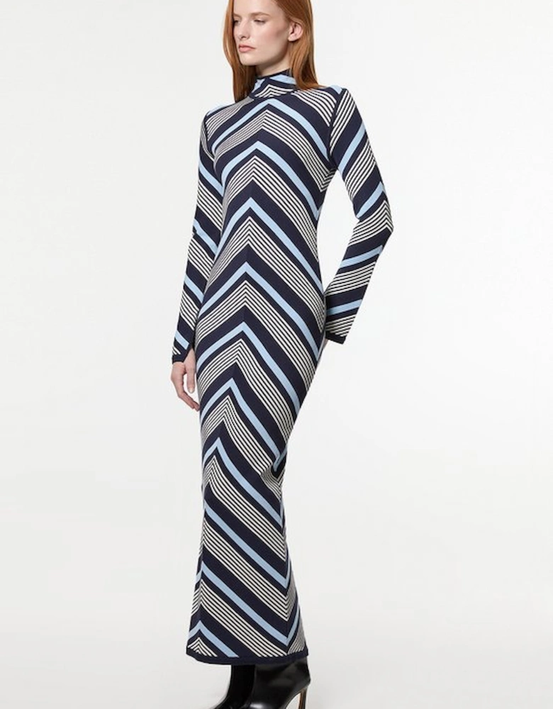 Contrast Stripe Detail Knitted Maxi Dress