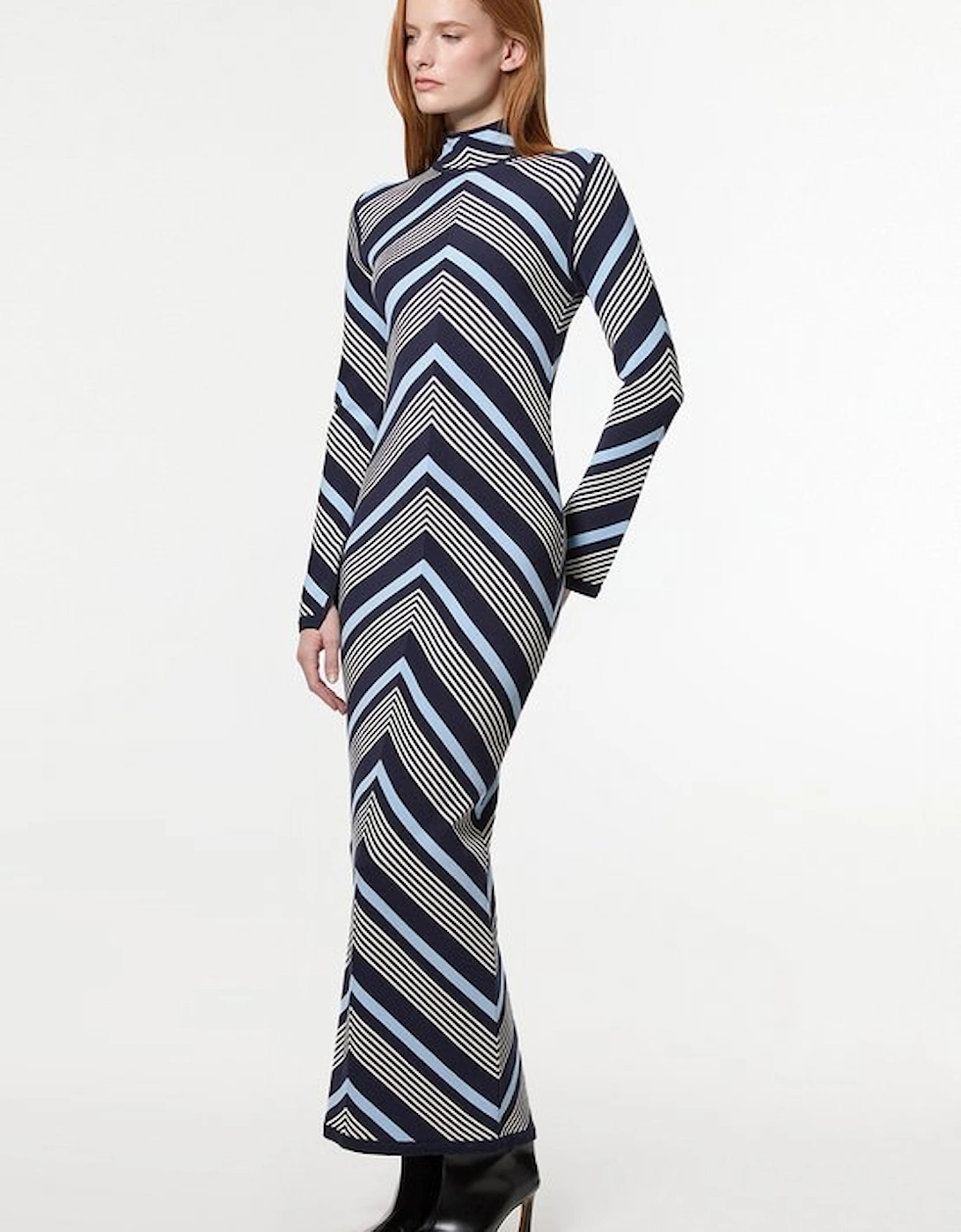 Contrast Stripe Detail Knitted Maxi Dress, 5 of 4