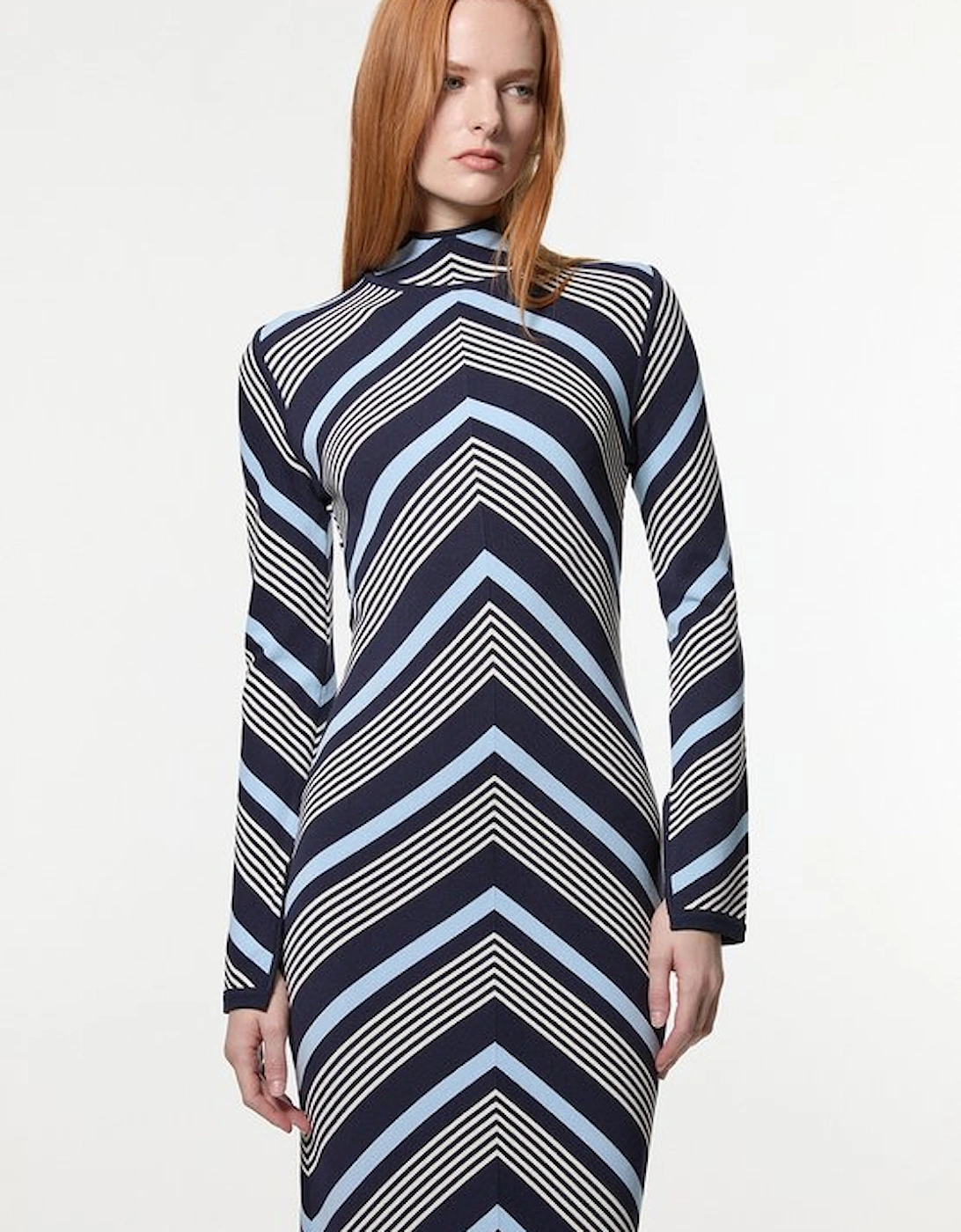 Contrast Stripe Detail Knitted Maxi Dress