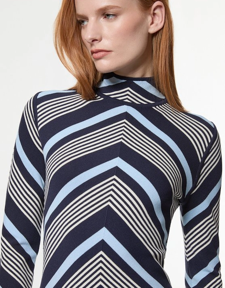 Contrast Stripe Detail Knitted Maxi Dress