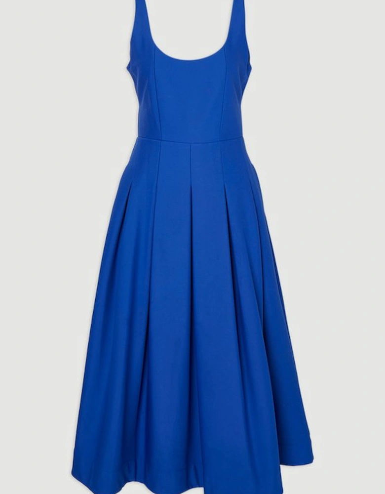 Tailored Scuba Strappy Full Skirted Midi Dress