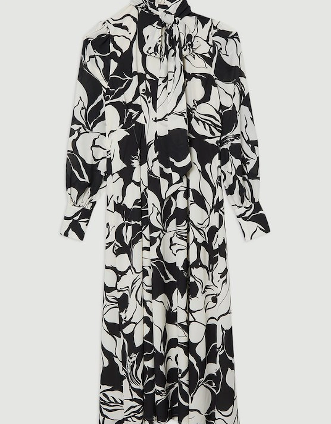 Printed Tie Neck Woven Maxi Dress