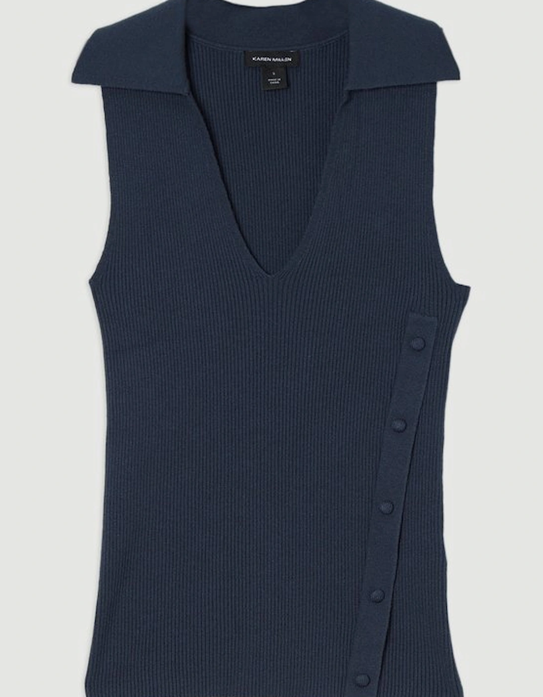 Rib Knit Tank With Button Detail