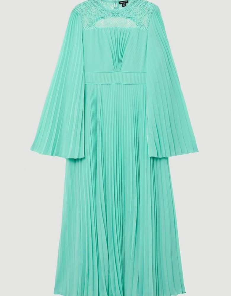 Soft Pleated Woven Kimono Sleeve Maxi Dress
