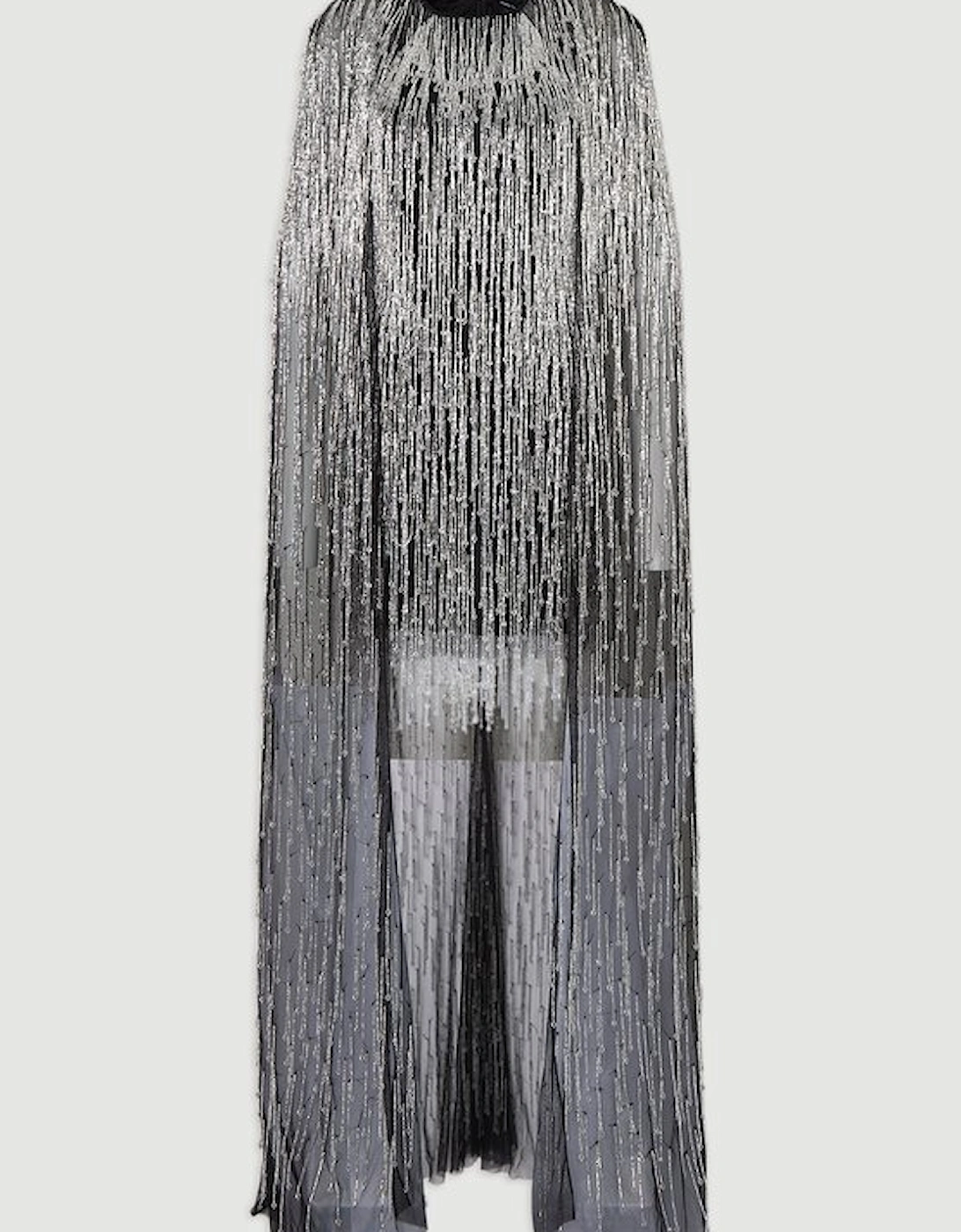 Embellished Fringe Caped Woven Mini Dress