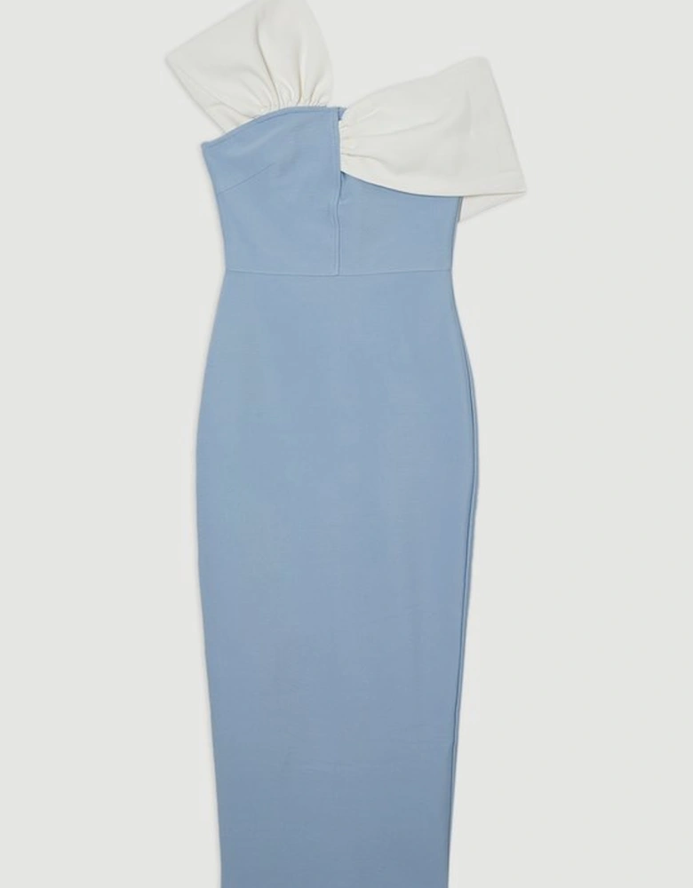 Figure Form Bandage Asymmetric Strap Knit Midi Dress