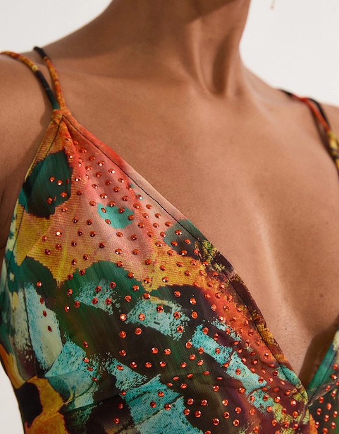 Butterfly Embellished Strappy Georgette Beach Dress