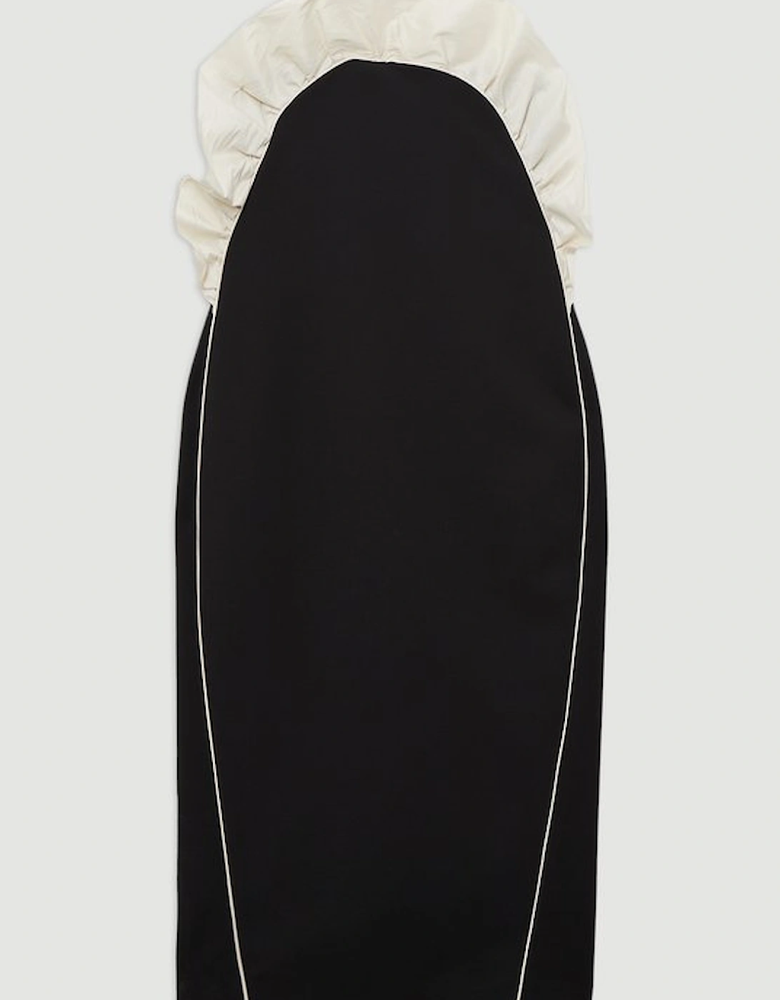 Ruffle Taffeta Compact Stretch Bandeau Tailored Midi Dress