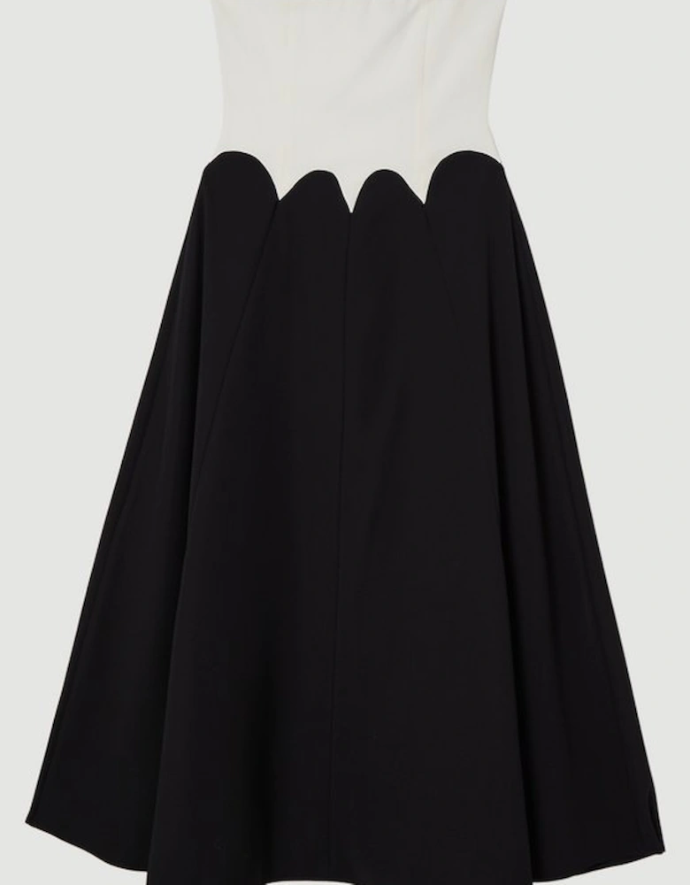 Soft Tailored Colourblock Bandeau Midi Dress