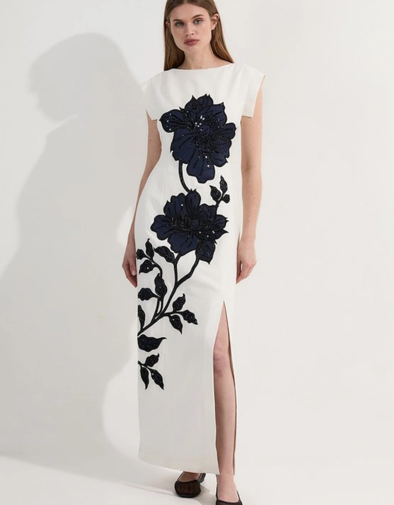 Premium Summer Embellished Applique Tailored Maxi Dress
