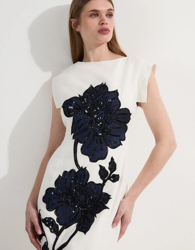 Premium Summer Embellished Applique Tailored Maxi Dress