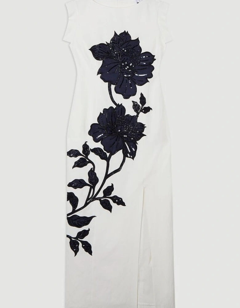 Premium Summer Embellished Applique Tailored Maxi Dress