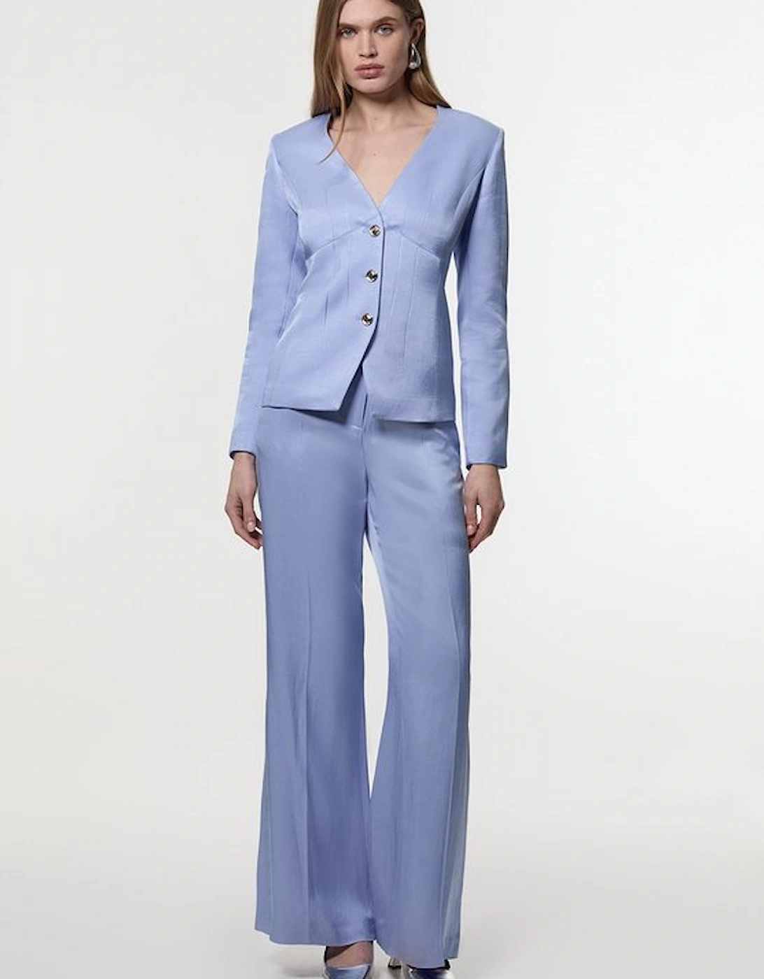 Premium Viscose Linen Tailored Wide Leg Trouser, 5 of 4