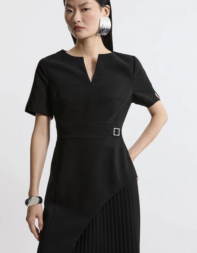Tailored Military Pleat Side Panel Mini Dress