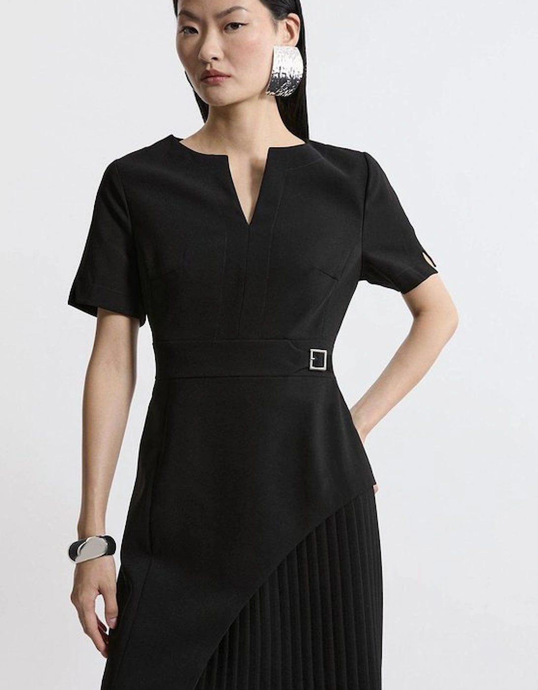 Tailored Military Pleat Side Panel Mini Dress, 5 of 4