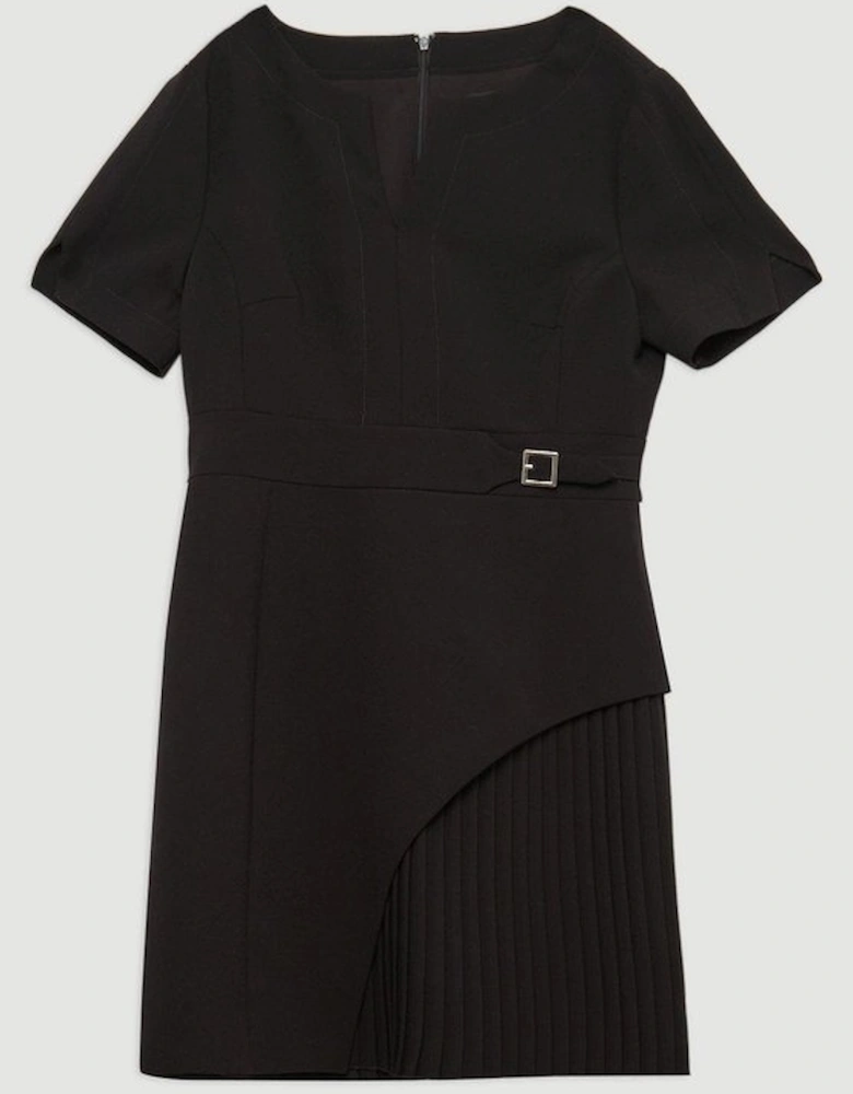 Tailored Military Pleat Side Panel Mini Dress
