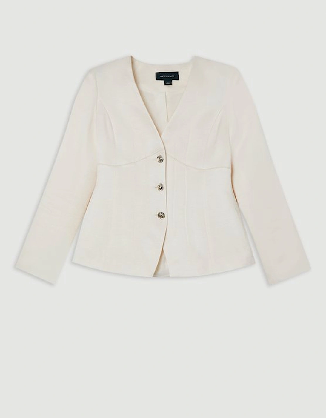 Premium Viscose Linen Tailored Darted Single Breasted Jacket