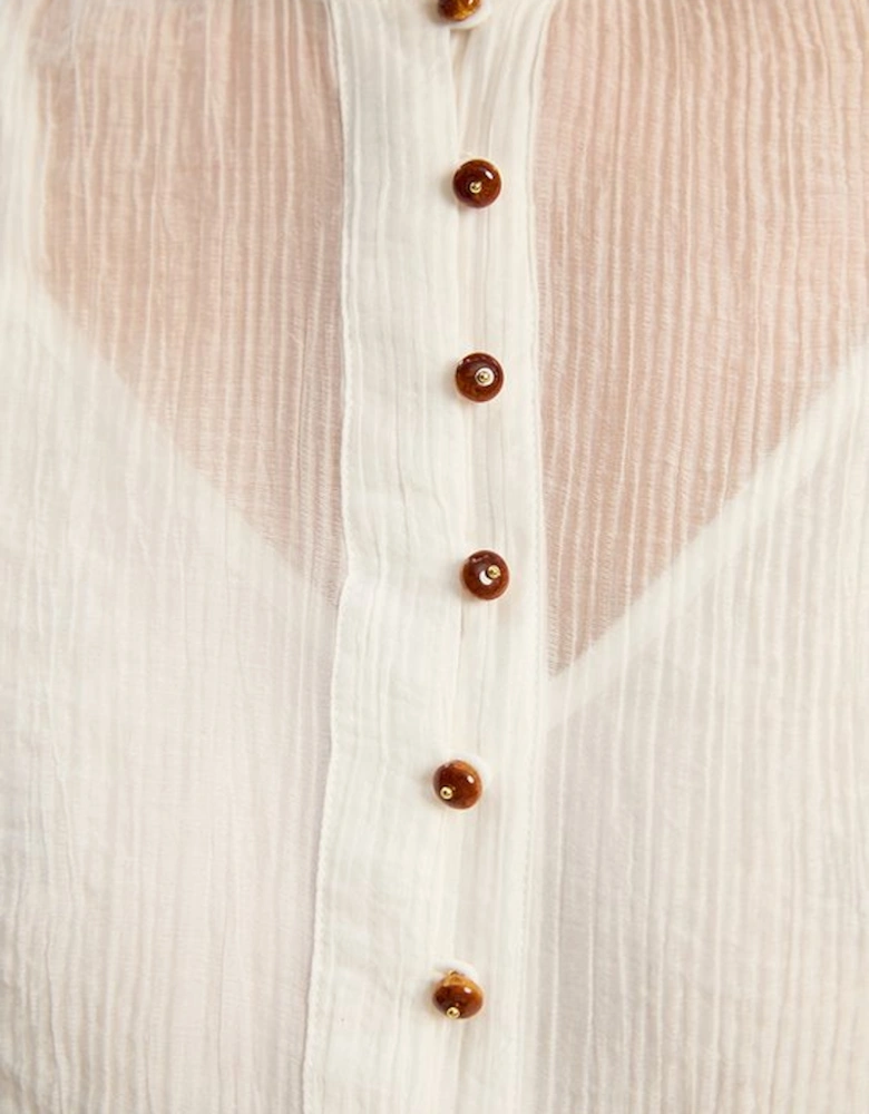 Crinkle Georgette Button Detail Woven Blouse