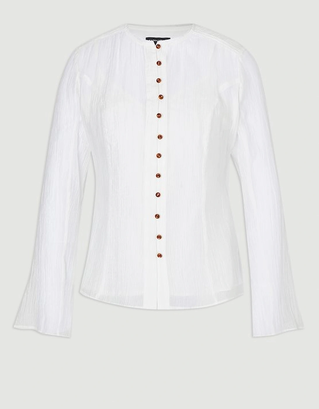 Crinkle Georgette Button Detail Woven Blouse