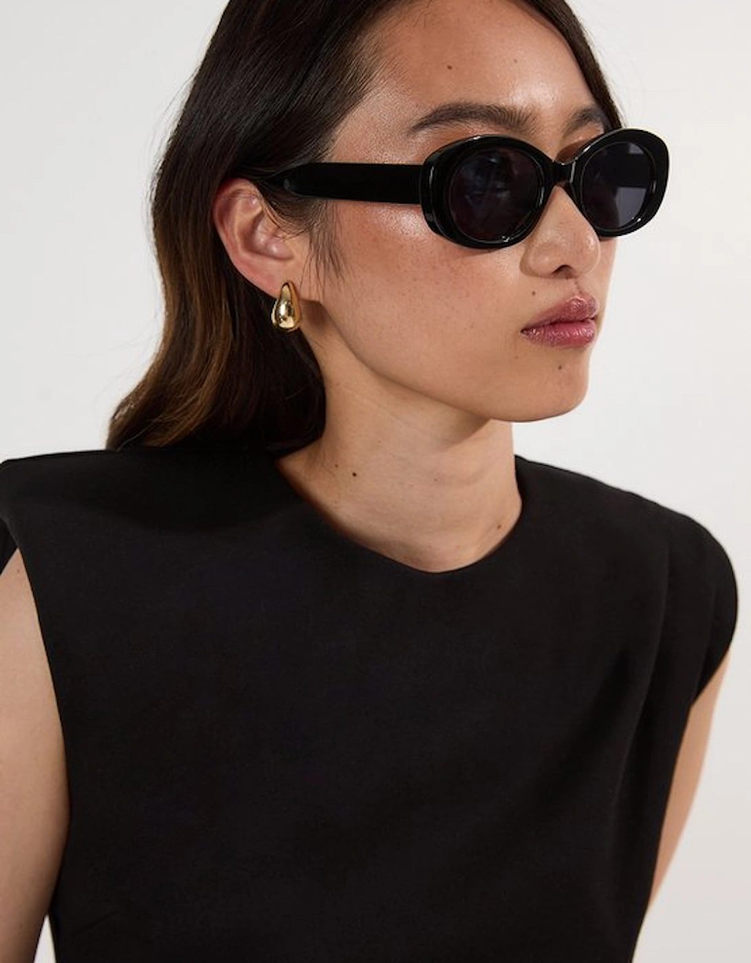 Ponte Ruched Waist Detail Round Neck Top
