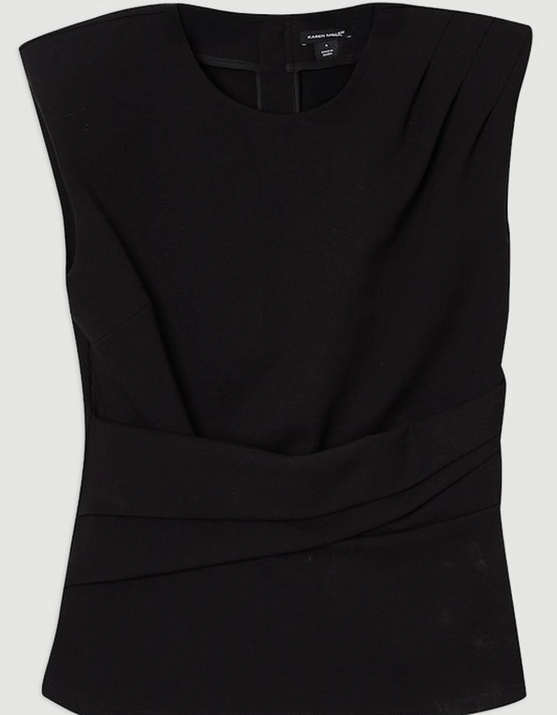 Ponte Ruched Waist Detail Round Neck Top