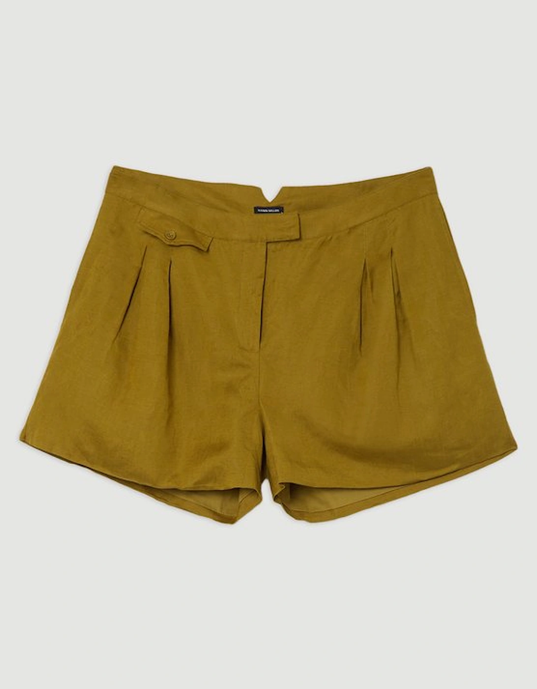 Plus Size Viscose Linen Woven Pocket Detail Short