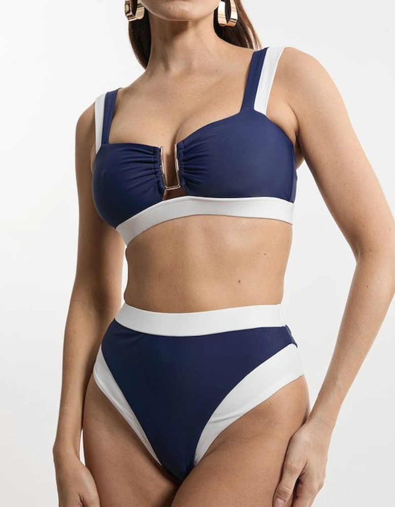 Colour Blocked Trimmed Bikini Top