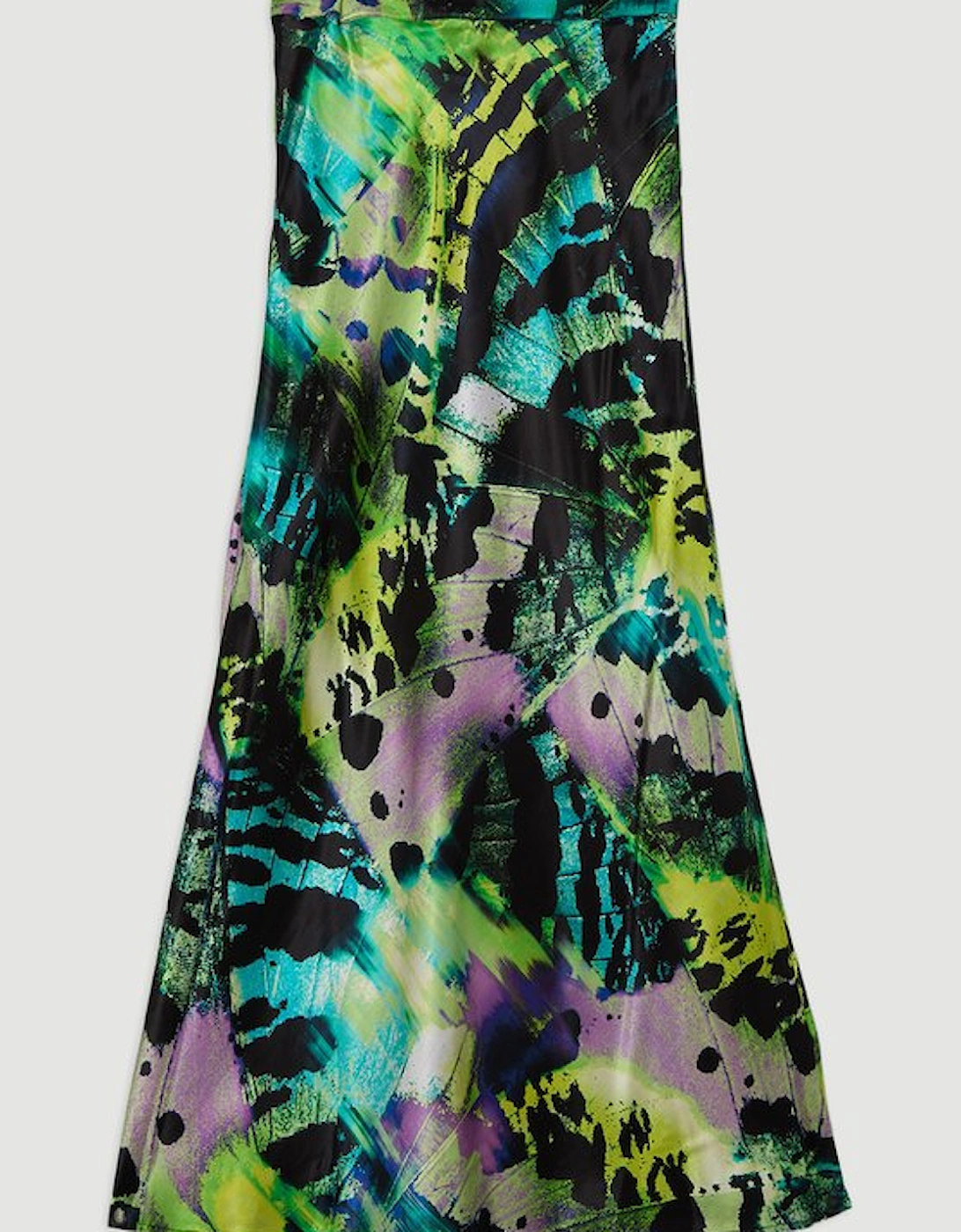 Butterfly Viscose Satin Maxi Skirt
