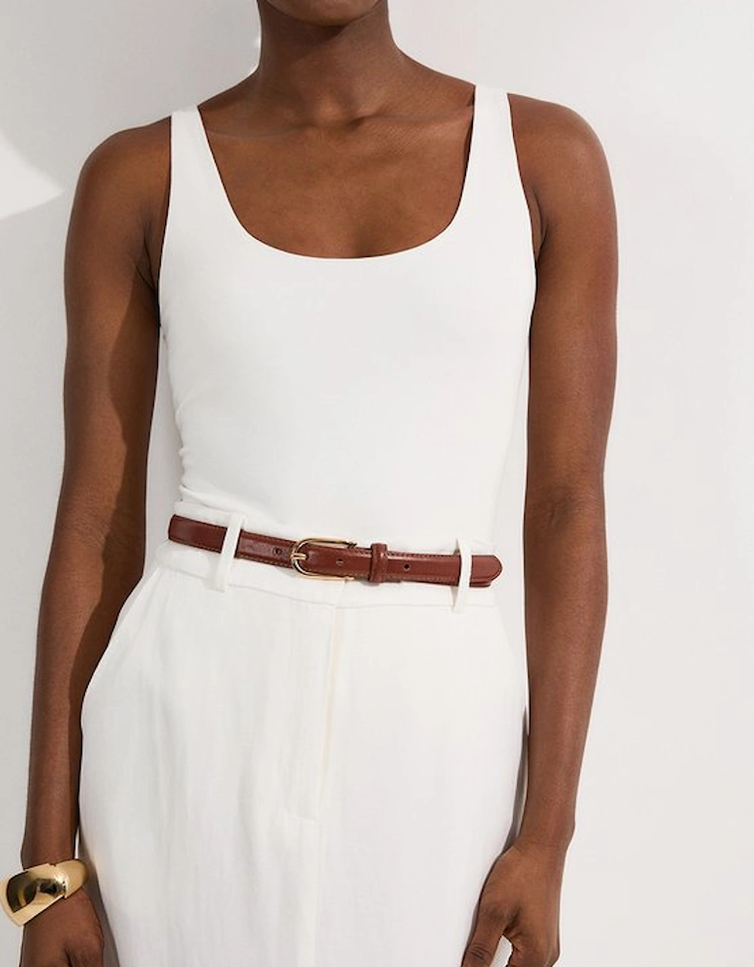 Stretch Cotton Sleeveless Scoop Neck Jersey Bodysuit