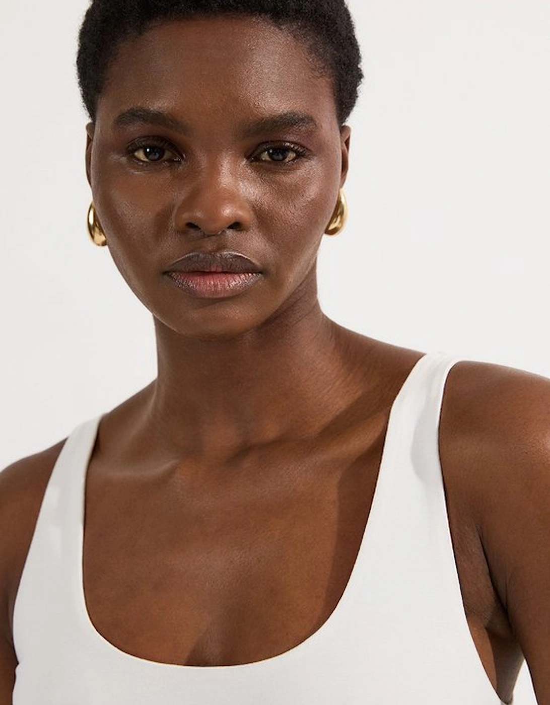 Stretch Cotton Sleeveless Scoop Neck Jersey Bodysuit