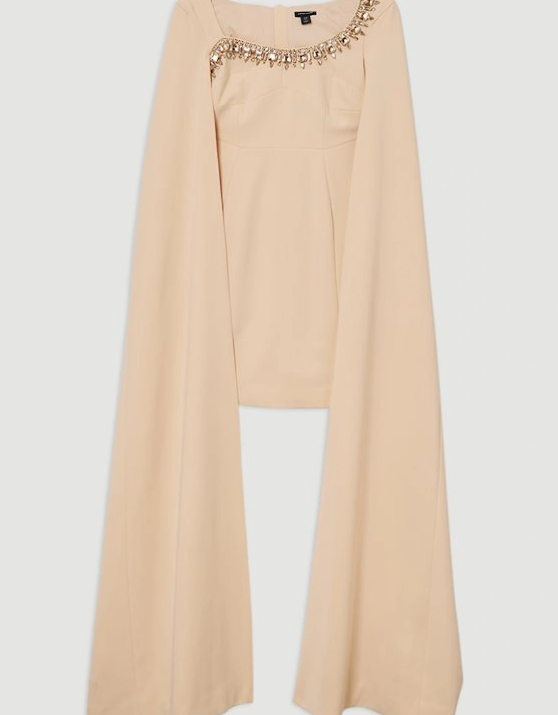 Crystal Embellished Viscose Crepe Woven Mini Dress