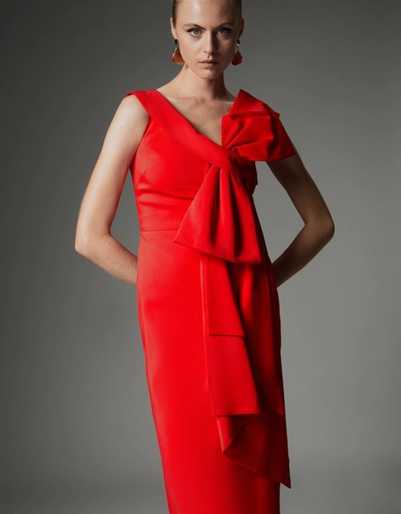 Archive Collection - Tall Bow Detail Asymmetric Off The Shoulder Midaxi Dress